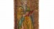 Panel depicting a saint French, c.1400, linen, embroidered with coloured silks in split stitch with silver-gilt & silver thread in various forms of couched work 743 x 272 mm Acc. no. 3032.1; E2/39/5