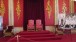 Throne room with photographic displays of the Royal family