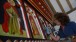 Painting the rood screen in St Teilo's church