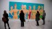 Spectators come face to face with Alex Katz's Bathers (1984), Oil on linen