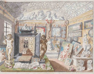 The Cabinet of Johann Septimus Jorger, drawing by Michael Kerr, University Library, Erlangen