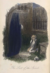 The Last of the Spirits. Ebenezer Scrooge visited by the last ghost