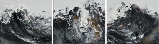 Maggi Hambling, Storm wave triptych, oil on canvas, 2009 10 x 37 inches