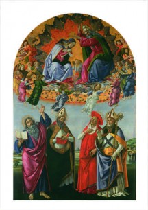 Sandro Botticelli, San Marco Altarpiece, Coronation of the Virgin (c1490) 378x258cm. Uffizi Gallery, Florence