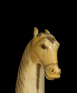 Cover illustration showing detail of a Mughal ivory horse-head dagger hilt, India, 17th century