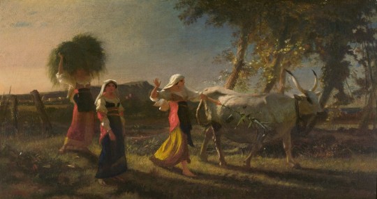 George Heming Mason (1818-1872) Italian Peasant Women in the Campagna driving an Ox c. 1855?