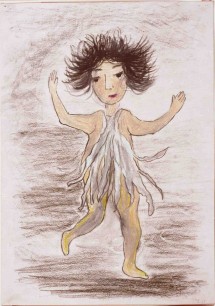 Kimura Sadako, A Fleeing Schoolgirl, 6 August 1945, just after 9.00am (1970s). Crayon, 42.5x30cm. Hiroshima Peace Memorial Museum, Hiroshima