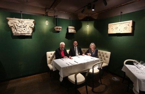 Royal Academicians (L-R) Michael Craig Martin, President of the Royal Academy, Christopher Le Brun and Eileen Cooper in one of the newly renovated rooms at The Keeper's House, Royal Academy of Arts 2013. Photo: P. Whitby/Getty Images for Royal Academy