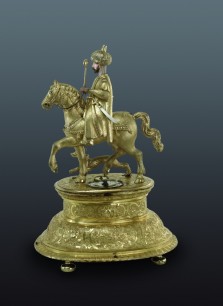 South German Automaton Clock: Pasha on Horseback with Hound c.1580 Copper and bronze, fire-gilded, partially painted with cold enamel, 46 × 31.7 × 26.5 cm Basel, Historisches Museum, inv. no. 1982.1162