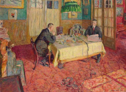 Edouard Vuillard, Henri and Marcel Kapferer in Their Dining Room, 1912, oil on board.  Private Collection.