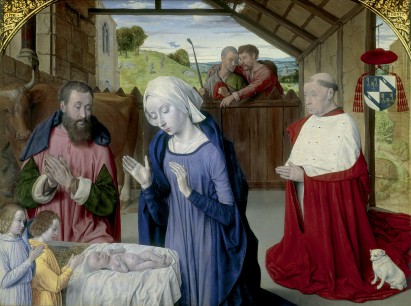 Jean Hey, known as the Master of Moulins (active Lyon and Moulins, c. 1480–c. 1505). Nativity with Cardinal Jean Rolin, c. 1480