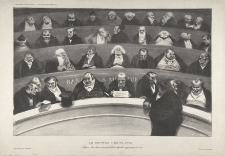 Honoré-Victorin Daumier (French, 1808-1879),  The Legislative Belly (Le Ventre Législatif), from L'Association Mensuelle Lithographique January 1834 Lithograph, sheet: 34.7 x 49.8 cm)