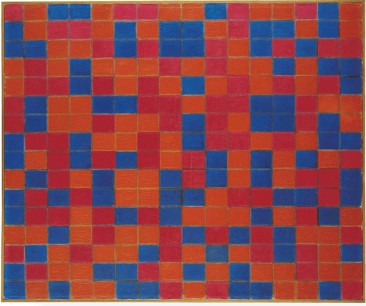 Composition with Grid 8: Checkerboard Composition with Dark Colors, 1819. Oil on canvas. 84 x 102 cm. Piet Mondrian: The Studios by Cees W. de Jong (ed)