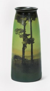 Rookwood Pottery, Founded 1880, Cincinnati, OH, USA. Green vellum glaze vase, decorated by Lorinda Epply, 1911, height 33 cm (13 inches),