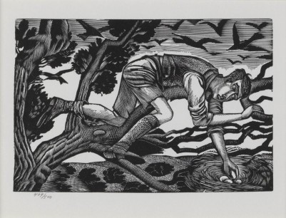 Eric Ravilious (1903 - 1942), Boy Bird Nesting, lithograph, 1927