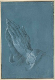 Albrecht Dürer, Praying Hands (1508), brush and wash heightened with white on prepared paper. Albertina, Vienna