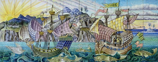 Galleon tile panel by William De Morgan