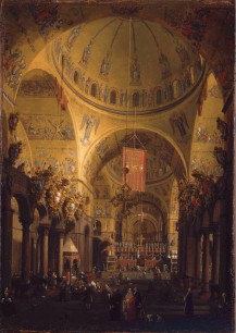 Canaletto (Giovanni Antonio Canal),   Interior of San Marco, Venice, c.1760. Oil on canvas, 44.1x31.5cm Musée des beaux-Arts de Montréal/The Montreal Museum of Fine Arts  Photo MBAM, Brian Merrett/Photo MMFA, Brian Merrett