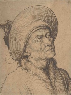 Martin Schongauer (German, Colmar c. 1435/50–1491 Breisach) Man in a Hat Gazing Upward, Before 1480, Pen and dark brown ink, with traces of a preliminary drawing, on pinkishpaper.  The Metropolitan Museum of Art, Robert Lehman Collection,  1975.1.872