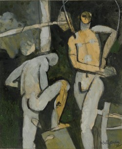 Keith Vaughan, Study for ‘Green Bathers’ (1952); pen and ink, pencil and gouache on paper; 14 x 11.5cm; private collection. © the Keith Vaughan Estate