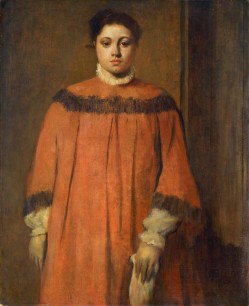 Edgar Degas,  Girl in Red,  1866 oil on canvas.  Overall: 98.9 x 80.8 cm  Chester Dale Collection