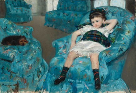 Mary Cassatt, Little Girl in a Blue Armchair, 1878, oil on canvas overall: 89.5x 29.8cm. National Gallery of Art, Washington, Collection of Mr and Mrs Paul Mellon