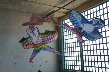 'With Wind’, New Industries Building, Bird Kites, detail of @Large, photograph by Henry Matthews