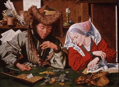 Marinus van Reymerswaele (Reymerswaele c.1490-Middelburg, documented up to 1567), The Money-changer and his Wife (1540)