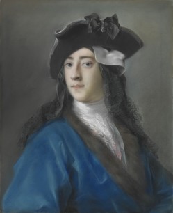 Rosalba Carriera (Italian, Venice 1673-1757 Venice) Gustavus Hamilton (1710-1746), 2nd Viscount Boyne, in Masquerade Costume c. 1730-31  Pastel on blue paper