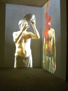 Azad Nanakeli, Destnuej (Purification), (2011). Video installation, 2 channel video and sound, 7’30’