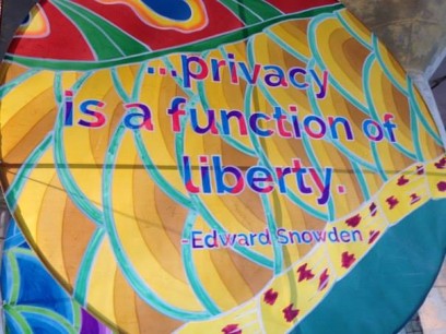 ‘With Wind’, New Industries Building, Quote from Edward Snowden detail of @Large, photograph by Rita Robillard (used with permission)