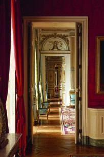 The gilded enfilade of state rooms on the ground floor of the Residence facing the garden: the Salon Rouge, Salon Bleu, Salon Pauline and, just visible, the Throne Room.