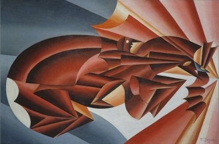 Fortunato Depero (1892-1960) Neighing at Speed, 1932