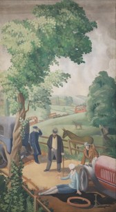 Mary Adshead  An English Holiday: The Puncture, 1928, signed lower left, oil on canvas, 217 x 121.5 cm (85 x 47 in.), private collection