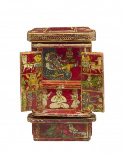 A painted wooden portable shrine decorated with scenes from the Hindu Epics, made in western India, 19th– 20th century AD.