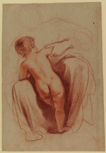 5.	Guercino (Giovanni Francesco Barbieri, 1591-1666) Child seen from behind, c. 1625 Red chalk with stumping 301 x 211 mm © The Courtauld Gallery, London