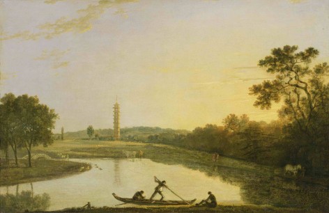 Richard Wilson, Kew Gardens: The Pagoda and Bridge, 1762, oil on canvas, 47.6×73cm. Paul Mellon Collection, Yale Center for British Art