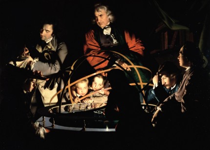 Joseph Wright of Derby,  Philosopher giving a Lecture on the Orrery in which a lamp is put in place of the Sun,