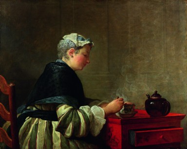 Jean-Simeon Chardin, Lady taking Tea (1735), Oil on canvas, 81 x 99 cm. The Hunterian, University of Glasgow, GLAHA 43512