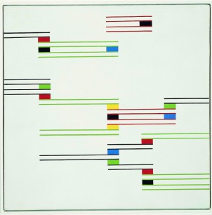Alfredo Hlito,  Chromatic Rhythms II, 1947.  Oil on canvas, 69.9x70.2cm  Coleccion Patricia Phelps de Cisneros © Sonia Henriquez Urena de Hlito