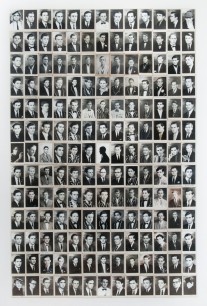 Jeremy Cooper, Leavers, 1991. 169 photographs of boys at Harrow School, on individual card, mounted together on card, 66 x 46 in. Image © Jeremy Cooper, 2013