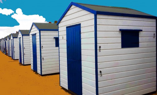 Melanie Burnell, Beach Huts #2, canvas print from the Southwold Series, 2013