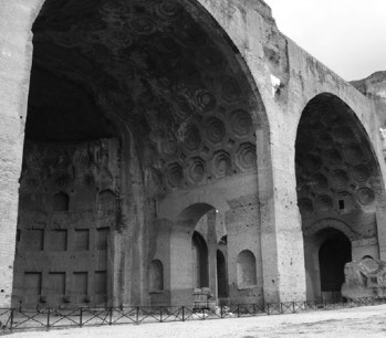 The three great bays of the Basilica Nova, were, throughout the Middle Ages and beyond, thought to have been part of the Temple of Peace