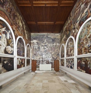 Interior of the Sandham Memorial Chapel. The far wall bears the altarpiece, The Resurrection of the Soldiers © National Trust/John Hammond