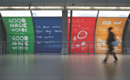 Ruth Ewan, A Lock is a Gate (2011). Stratford Underground Station