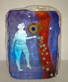 Hand-cut silver leaf and murinne in glass, trophy for Arts and Business Awards, 2007, made at Berengo Studio, Murano, Venice, by Charlotte Hodes. © The artist.