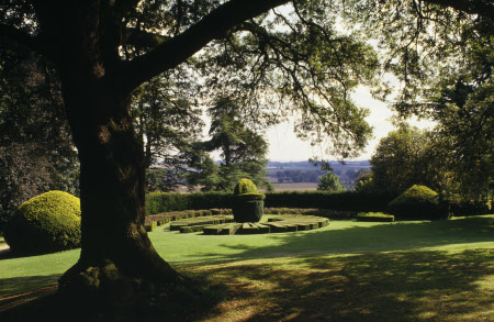 A sundial of box hedge topiary in the gardens at Ascott ©National Trust Images/Neil Campbell-Sharp