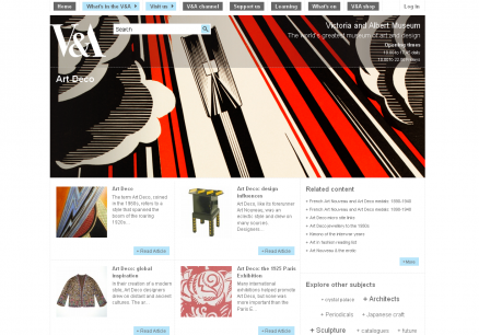 Screenshot from the Art Deco section on the new V&A website