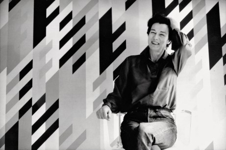 Bridget Riley in front of ‘Justinian’, 1988 © Bridget Riley 2011.  All rights reserved.