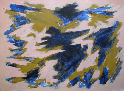 William Gear, Blue and Ochre (1991), 21x30 ins. Courtesy Fosse Gallery, Stow-on-the-Wold